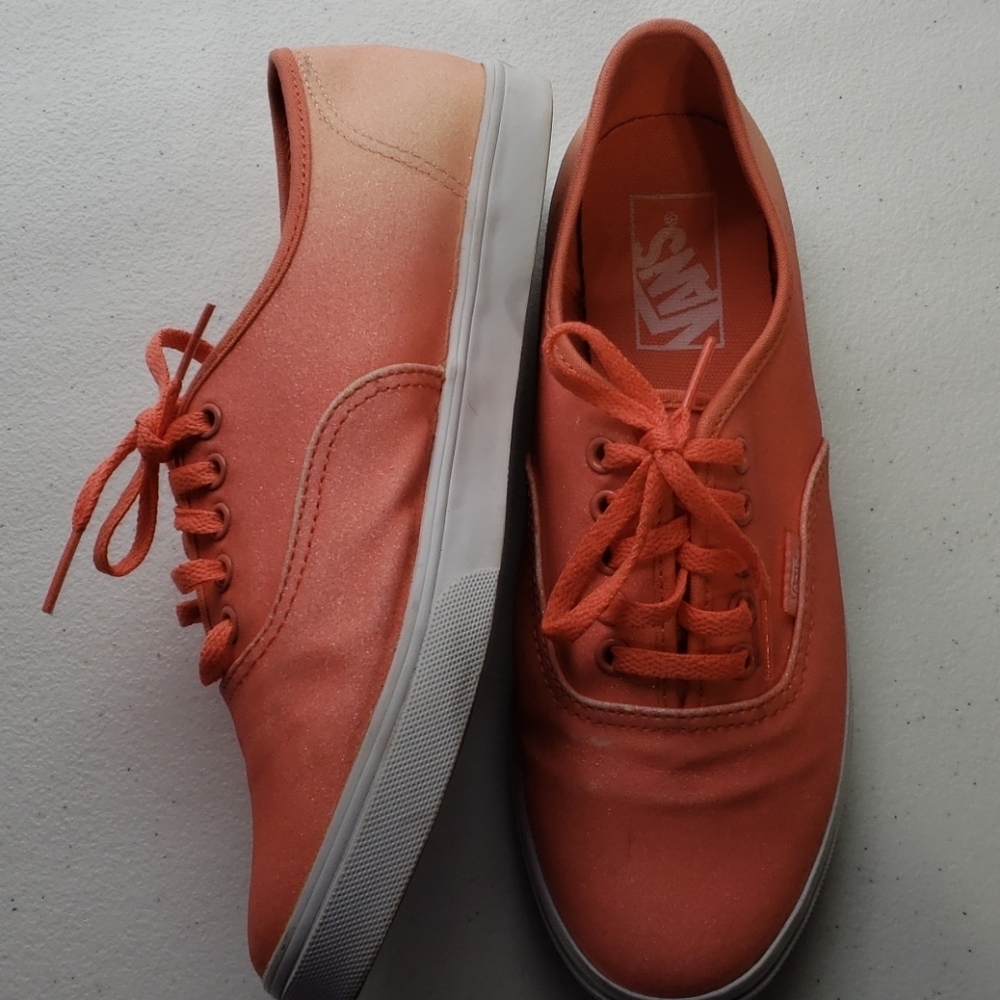 Vans Orange Ombre Sparkle Lace Up Tennis Shoes